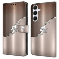 Portfele - Dla Samsung Galaxy A16 5G 4G Etui Magnetyczne Zapięcie Wzór 3D Skórzany Pokrowiec Na Telefon Portfel - Srebrny Przepływ Wielobarwny Silver Flower - miniaturka - grafika 1