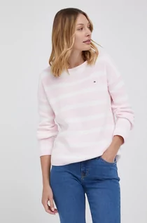 Swetry damskie - Tommy Hilfiger sweter bawełniany damski kolor różowy lekki - grafika 1