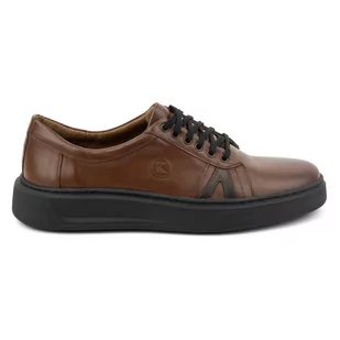 Buty męskie skórzane casual 910/2 brązowe - KOMODO - Półbuty męskie - miniaturka - grafika 1