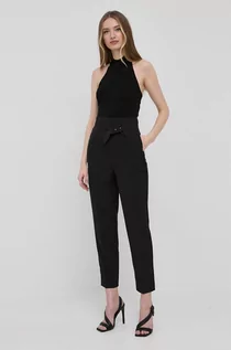 Spodnie damskie - Guess spodnie damskie kolor czarny proste high waist - grafika 1