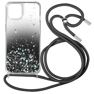Etui na iPhone 12 Pro Max Sequined Back With Removable Strap - czarny gradient - Etui i futerały do telefonów - miniaturka - grafika 1