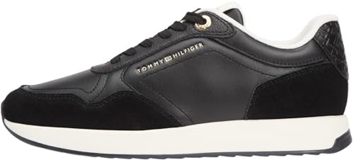 Tommy Hilfiger Damski monogram Mix Materiał Runner FW0FW09267 Low Top, Czarny (Czarny), 40, Czarny, 40 EU