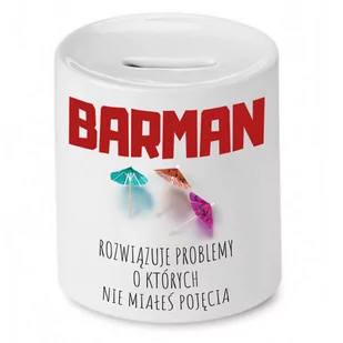 SKARBONKA DLA BARMANA ROZWIĄZUJE PROBLEMY PREZENT z Nadrukiem ze Zdjęciem - Skarbonki - miniaturka - grafika 1