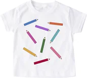 Koszulki dla dziewczynek - DZIECIĘCA koszulka w kredki na DZIEŃ KREDKI - miniaturka - grafika 1