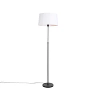 Lampy stojące - QAZQA Lampa podłogowa regulowana czarna klosz lniany biały 45cm - Parte - miniaturka - grafika 1