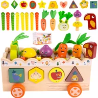 Układanki dla dzieci - Gra Drewniany Sorter Warzywa Montessori Złap Robaczka Układanka Klocki - miniaturka - grafika 1