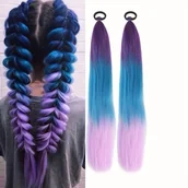 Pozostałe akcesoria fryzjerskie - TEMU 2 szt. zestaw 26-calowych syntetycznych warkoczy do włosów DIY, odpornych na ciepło, tęczowe kolory, idealne akcesoria dla kobiet, Halloween i - miniaturka - grafika 1