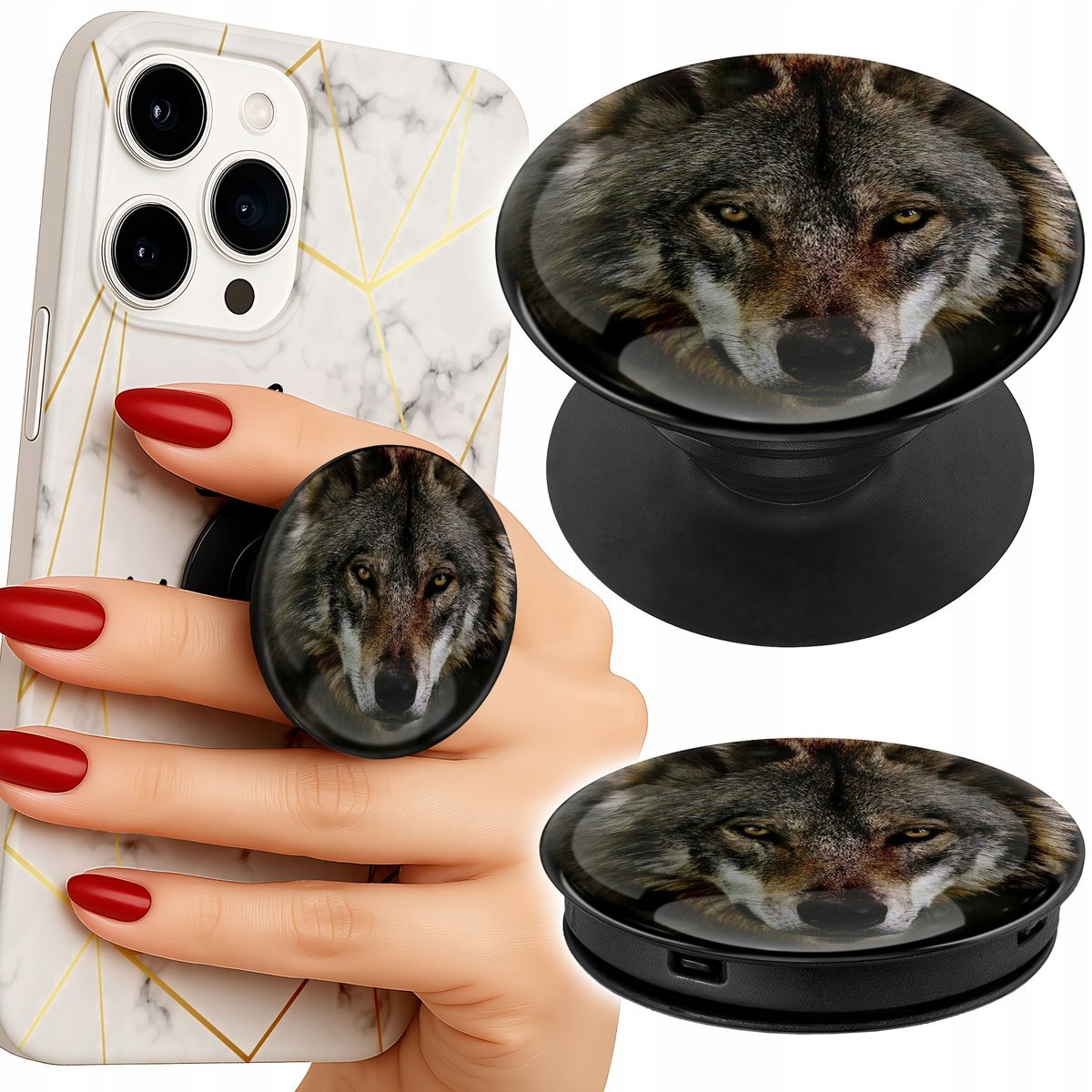 Uchwyt do telefonu Popsocket na palce/stojak WILK WILKI WATAHA SUPER WZORY