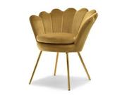 Fotele - Złoty Fotel Muszelka W Stylu Glamour Z Aksamitu Do Małego Salonu - miniaturka - grafika 1