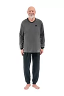 Piżamy damskie - PIŻAMA MĘSKA XL CIEPŁA DŁUGI RĘKAW DŁUGIE SPODNIE FROTTE DLA TATY DZIADKA SZARA - miniaturka - grafika 1
