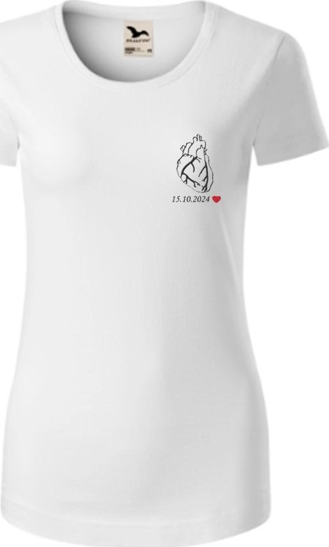 KOSZULKA DAMSKA Z DATĄ SERCE L PERSONALIZACJA KRÓTKI RĘKAW HAFT PREZENT