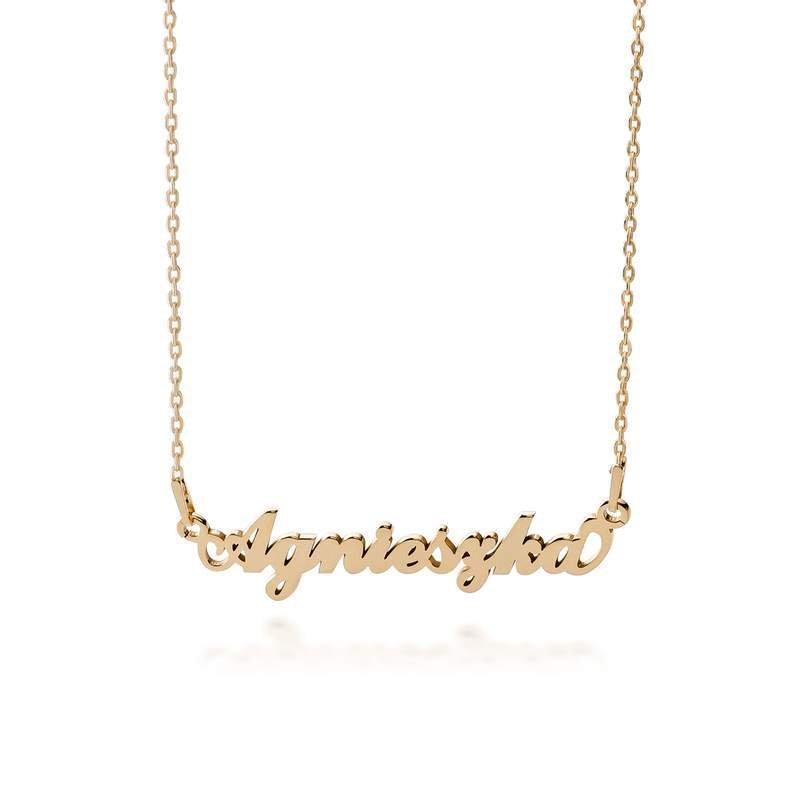 Srebrny naszyjnik celebrytka z imieniem, własny tekst, srebro 925 : Srebro - kolor pokrycia - Pokrycie żółtym 18K złotem,Tak