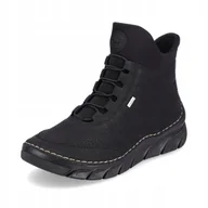 Półbuty damskie - Wygodne Półbuty Damskie Ocieplane RIEKER Płaskie Botki Wysokie Czarne 42 - miniaturka - grafika 1