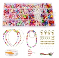 Prace ręczne dla dzieci - Zestaw Koralików do Robienia Biżuterii Bransoletek Dla Dzieci - miniaturka - grafika 1