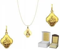 Biżuteria dla dzieci - Złoty łańcuszek pr. 585 Medalik Szkaplerz Chrzest Komunia 50 cm AZ1MZ4 - miniaturka - grafika 1