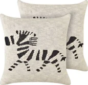 Kołdry i poduszki dla dzieci - Beliani 2 bawełniane poduszki dla dzieci z motywem zebry beżowe JABORI - miniaturka - grafika 1
