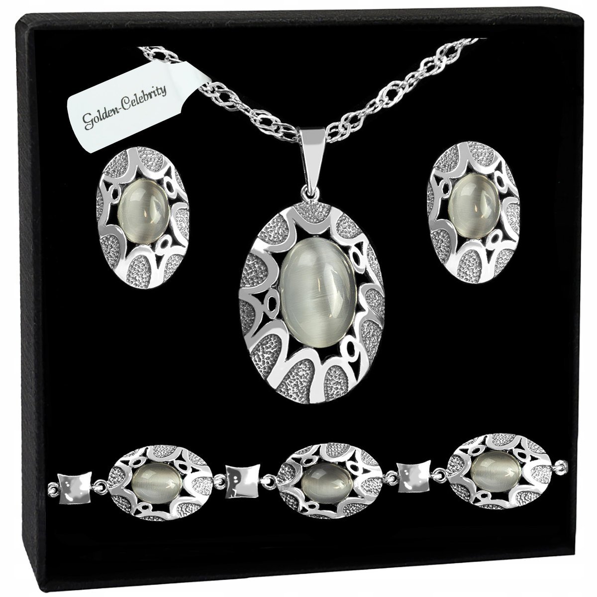 SREBRNY KOMPLET BIŻUTERII ŁAŃCUSZEK ZAWIESZKA 925 KOLCZYKI DLA KOBIETY 60CM