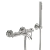 Baterie wannowe i prysznicowe - KFA Bateria wannowa srebrna stal nierdzewna Flint Armatura - miniaturka - grafika 1