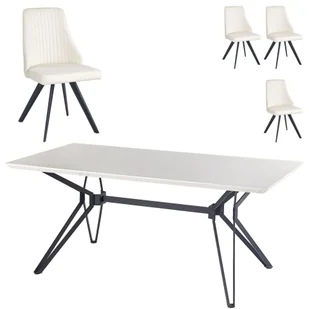 Zestaw Stół Pascal 160 + Krzesła K-206 Halmar 6 - Stoły z krzesłami - miniaturka - grafika 1