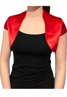 Marynarki i żakiety damskie - Satynowe bolerko klasyczne czerwone z krótkim rękawem  - JOLA 48 - miniaturka - grafika 1