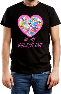 T-SHIRT MĘSKI PREZENT NA WALENTYNKI MIŁOŚĆ SERCE KOSZULKA CZARNA R-S A544 - Koszulki męskie - miniaturka - grafika 1
