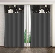 Zasłony - Zasłona gotowa na żabki, 160x270, grafitowa w kwiaty, ZMK-118 - miniaturka - grafika 1