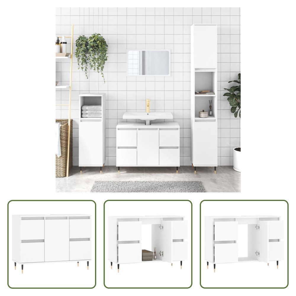 The Living Store Szafka łazienkowa biała 80x33x60 cm materiał drewnopochodny