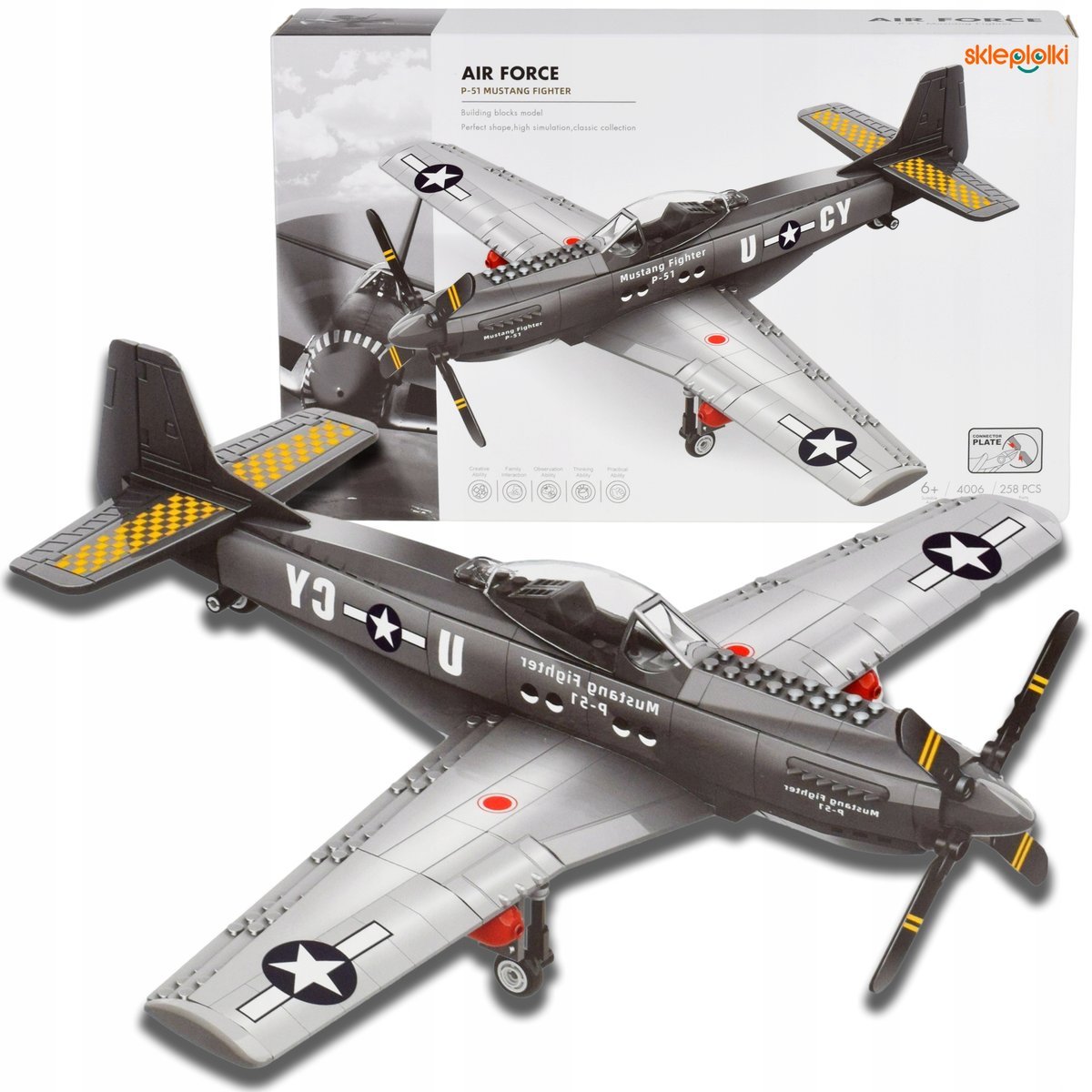 KLOCKI KONSTRUKCYJNE SAMOLOT MYŚLIWIEC ZESTAW DLA DZIECI MILITARIA MODEL