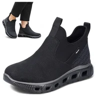 Półbuty damskie - Rieker Sneakersy Damskie Sportowe Wygodne Półbuty Wsuwane Jesień Czarne 39 - miniaturka - grafika 1