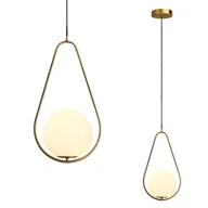 Lampy sufitowe - Lampa wisząca zwis żyrandol lampa na sufit złota szkło kula LED E27 - miniaturka - grafika 1