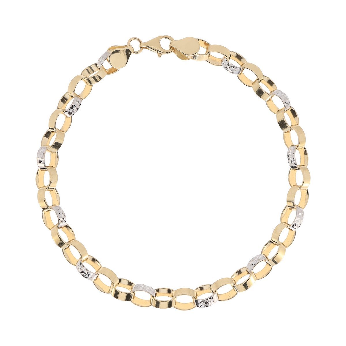 Złota bransoletka kółeczkowa dwa kolory złota 20 cm pr. 585