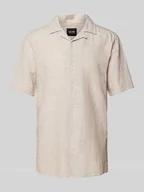 Koszule męskie - Koszula lniana o kroju slim fit z rękawem o dł. 1/2 model ‘CAIDEN’ - miniaturka - grafika 1