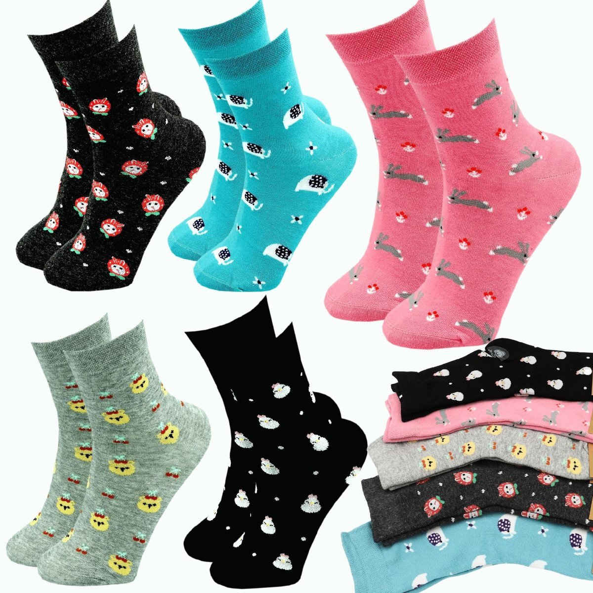 5x SKARPETY DAMSKIE SKARPETKI BAWEŁNIANE KOLOROWE WYSOKIE 95% BAWEŁNA 38-42