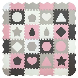 Milly Mally, Mata Piankowa Puzzle, Jolly 4x4 Shapes, Różowo Szary - Maty piankowe - miniaturka - grafika 1