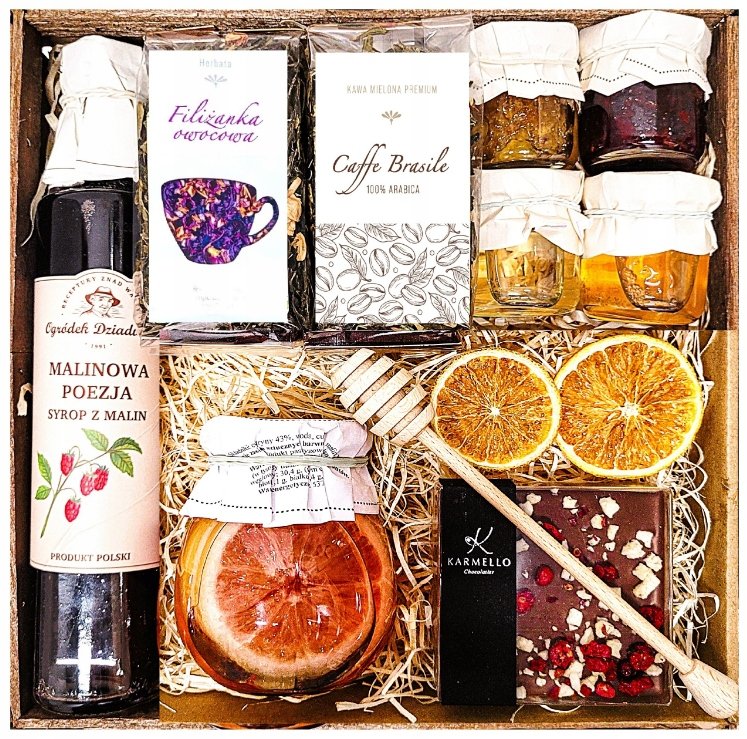 Kosz Prezentowy Upominek Herbata Miód Czekolada Cytryna Malina