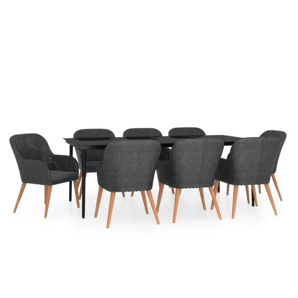Zestaw ogrodowy rattanowy 200x100 czarny/ ciemnoszary