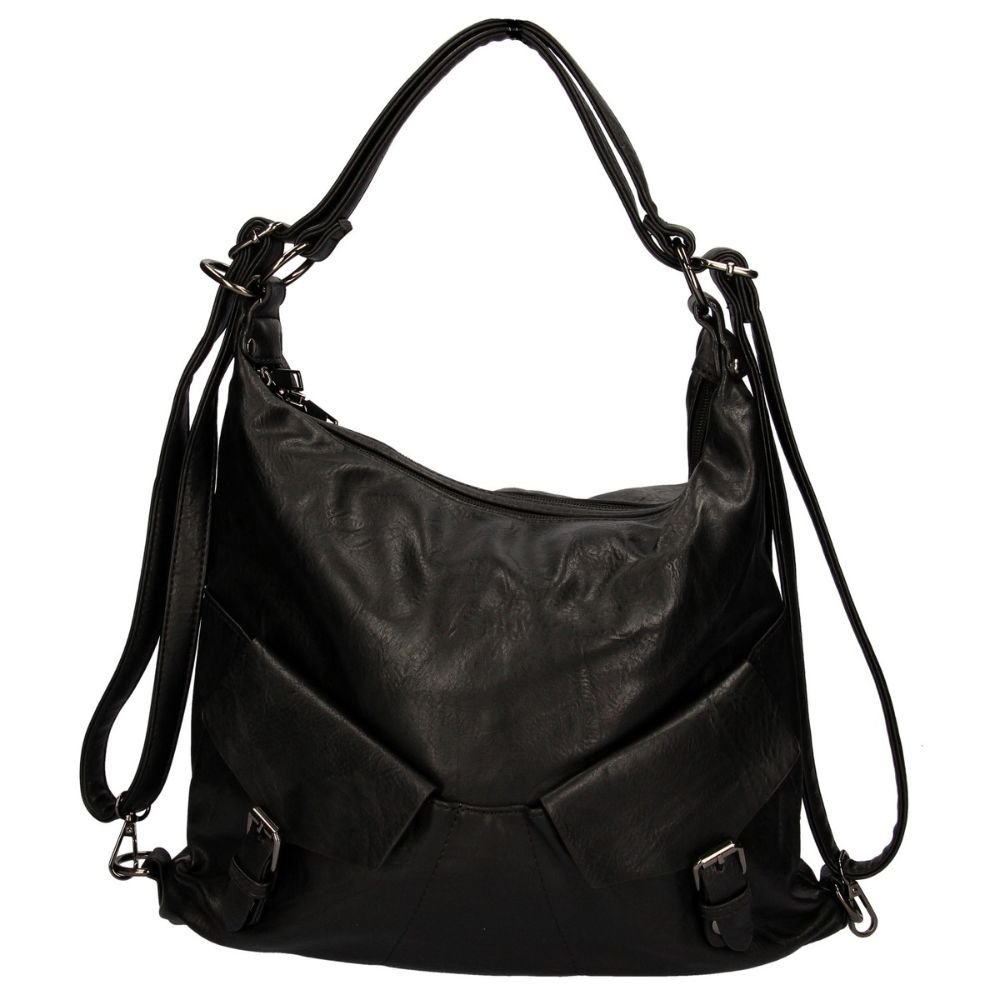 Torbo-plecak damski elegancki czarny