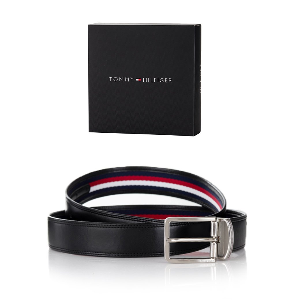 Pasek Tommy Hilfiger 2W1 Dwustronny 38/95 Black PUDEŁKO 11DI02E1BLACK 38/95 + OPAKOWANIE