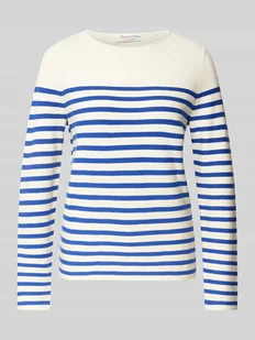 Sweter z dzianiny o kroju regular fit z czystej bawełny ze wzorem w paski - Swetry damskie - miniaturka - grafika 1