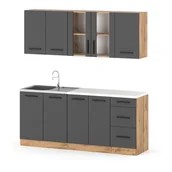 Meble kuchenne - Meble kuchenne szare mat modułowe rest 2.0m szafki nowoczesne pojemne - miniaturka - grafika 1