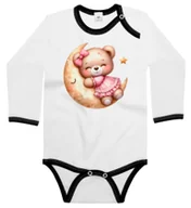 Body dla niemowląt - Body dziecięce Miś W Różowej Sukience Tulący Księżyc Dzień Misia 62/68 - miniaturka - grafika 1