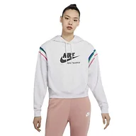 Bluzy damskie - Nike Damska bluza sportowa Heritage Po Hoodie biały Birch Heather/Black XS - miniaturka - grafika 1