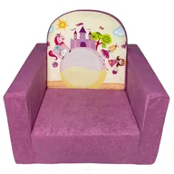 Krzesła obrotowe dla dzieci - KOMFORTOWY FOTELIK ROZKŁADANY DLA DZIECI RÓŻOWY ZAMEK - miniaturka - grafika 1