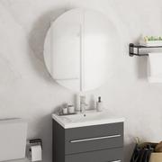 Szafki łazienkowe - Lumarko Szafka łazienkowa z lustrem i LED, biała, 47x47x17,5 cm - miniaturka - grafika 1