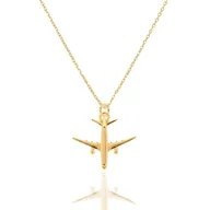 Naszyjniki - Naszyjnik srebrny pozłacany z samolotem - miniaturka - grafika 1