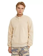 Bluzy męskie - Koton Męska bluza Snap Buttoned Long Sleeve High Neck, beżowy (057), XL - miniaturka - grafika 1