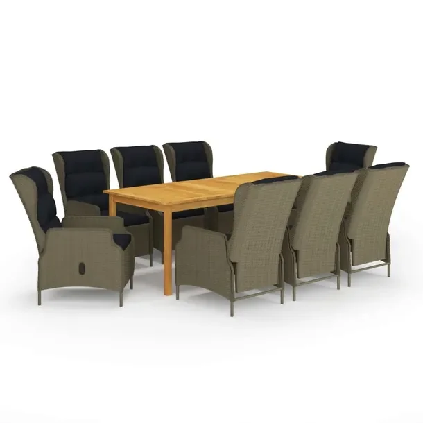 Zestaw jadalniany do ogrodu 200x90x74 cm, brązowy rattan PE, czarne podusz