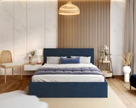 Łóżka - Łóżko tapicerowane TULSA z pojemnikiem i stelażem podnoszonym - 90x200 - OTTAWA - Granat - miniaturka - grafika 1