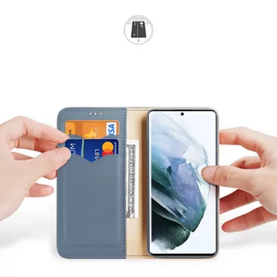 Dux Ducis Hivo skórzane etui z klapką pokrowiec ze skóry naturalnej portfel na karty i dokumenty Samsung Galaxy S22 Ultra niebieski - Etui i futerały do telefonów - miniaturka - grafika 2