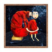 Tace i patery - Drewniana taca dekoracyjna Red Lady, 40x40 cm - miniaturka - grafika 1